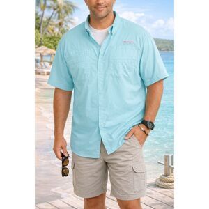 Columbia PFG Tamiami II Fishing Shirt XL Aqua Blue Anglercore Gorpcore